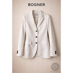 Bogner Mabel White Cotton Blazer Jacket Women’s US 10 EU 40 3 Button Tailored